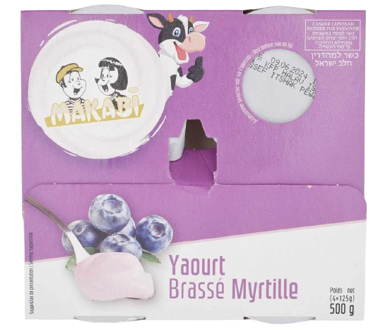 KOSHER BLUEBERRY YOGURT MK 4 X 125 GR.