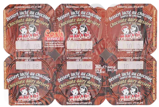 KOSHER CHOCOLATE DESSERT PETIT SUISSE MK 6 X 60 GR.
