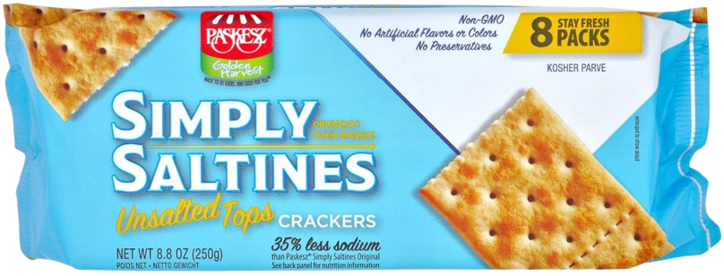 KOSHER UNSALTED CRACKER SIMPLY SALTINES 250 GR.