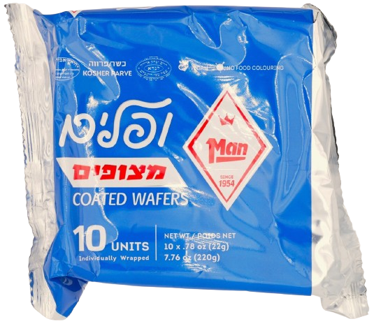 MAN KOSHER CHOCOLATE COATED WAFERS 10 X 22 GR