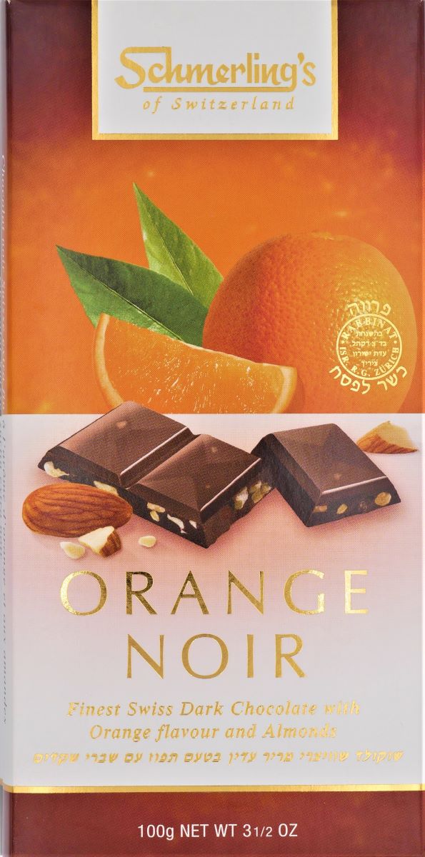 ORANGE NOIR 100 GR. SHMERLING KOSHER SWISS CHOCOLATE