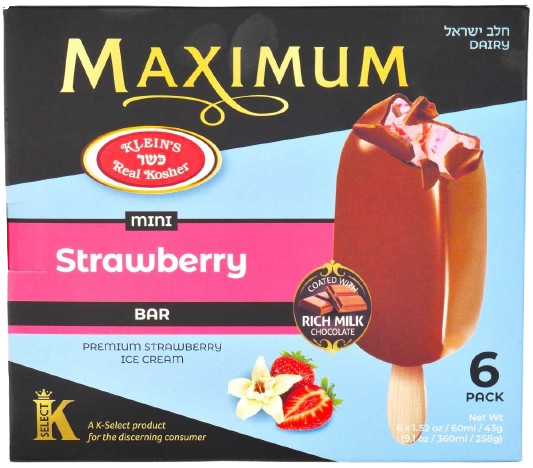 6 X MINI KOSHER CHOCOLATE STRAWBERRY ICE CREAM