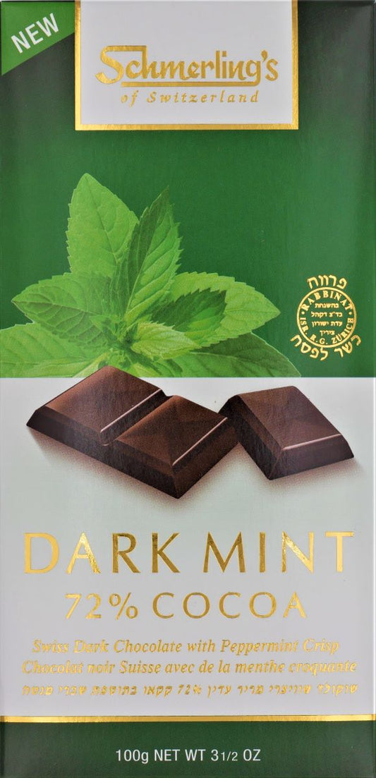 DARK MINT 72% COCOA 100 GR. SHMERLING SWISS KOSHER CHOCOLATE