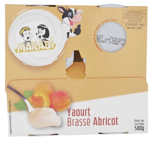 KOSHER ABRICOT YOGURT MK 4 X 125 GR.