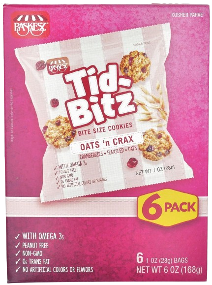 KOSHER BIT SIZE OATS 'N CRAX COOKIES PASKEZ 6 X 28 GR.