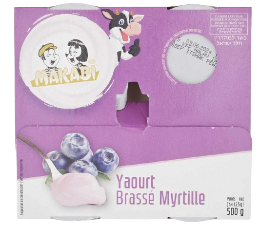 KOSHER BLUEBERRY YOGURT MK 4 X 125 GR.
