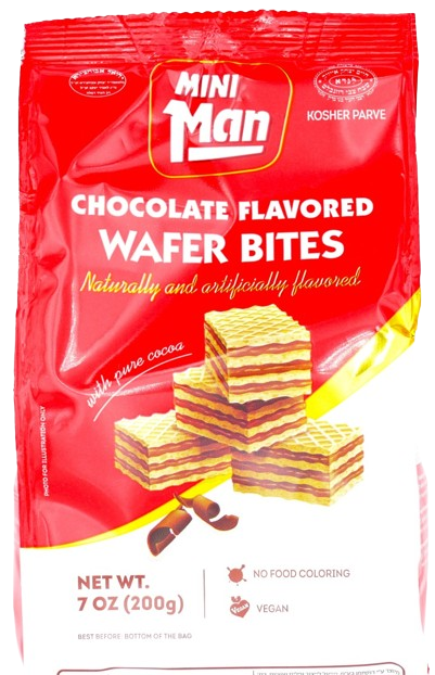 KOSHER CHOCOLATE FLAVORED WAFER BITES MAN 200 GR.