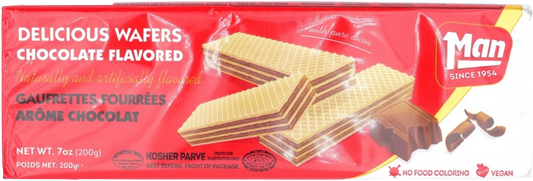 KOSHER CHOCOLATE  WAFERS FLAVORED MAN 200 GR.