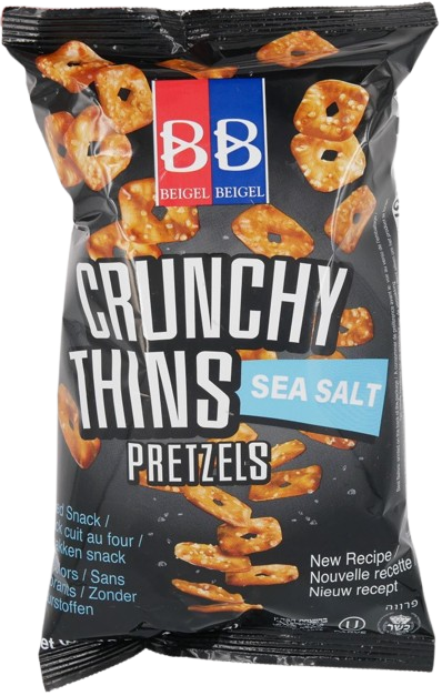 KOSHER CRUNCHY THIN  PRETZELS SEA SALT 300 GR.
