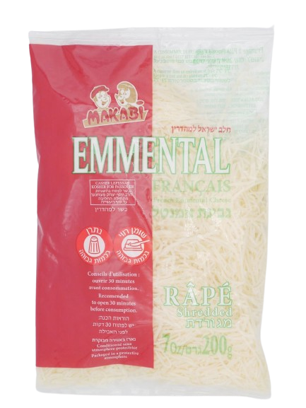 KOSHER EMMENTAL GRATED CHEESE MK 200 GR.