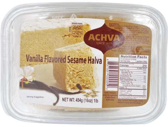 KOSHER HALVA VANILLA FLAVORED ACHVA 454 GR.