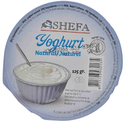 KOSHER NATURAL YOGURT SHEFA 125 GR.