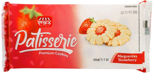 KOSHER PATISSERIE STRAWBERRY MARGUERITES BISCUITS PASKESZ  200 GR.