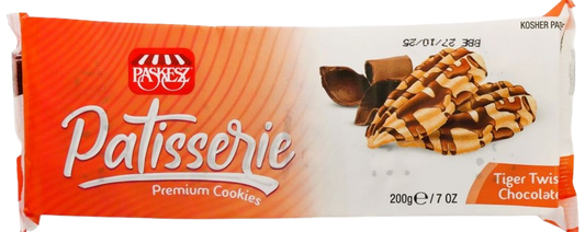KOSHER PATISSERIE TIGER TWIST CHOCOLATE BISCUITS PASKESZ  200 GR.