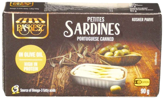 KOSHER PETIT SARDINES PORTUGUESE IN OLIVE OIL 90 GR.