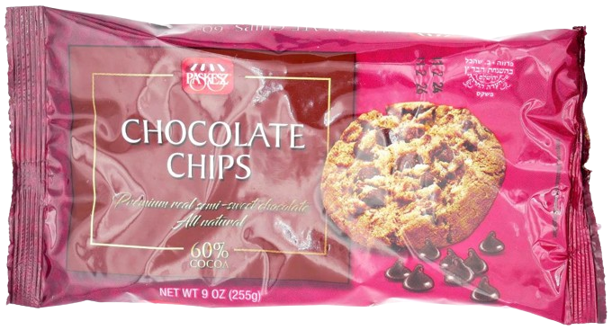 KOSHER PREMIUM CHOCOLATE CHIPS 60% PASKESZ 255 GR.