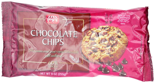 KOSHER PREMIUM CHOCOLATE CHIPS 60% PASKESZ 255 GR.