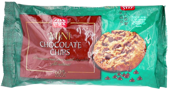 KOSHER PREMIUM MINI CHOCOLATE CHIPS 60% PASKESZ 255 GR.