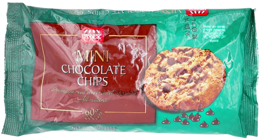 KOSHER PREMIUM MINI CHOCOLATE CHIPS 60% PASKESZ 255 GR.
