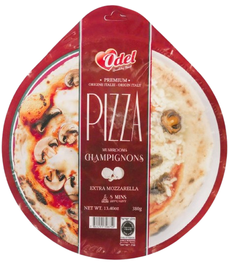 KOSHER  PREMIUM PIZZA WITH MUSHROOMS & EXTRA CHEESE ODEL 380 GR.