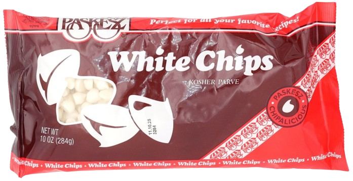 KOSHER PREMIUM WHITE CHOCOLATE CHIPS PASKESZ 284 GR.