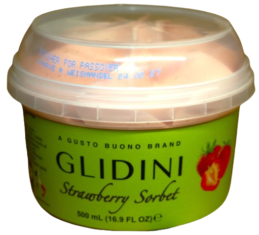 KOSHER STRAWBERRY SORBET PARVE GB 500 ML.