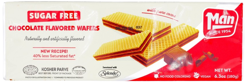 KOSHER SUGAR FREE CHOCOLATE WAFERS  180 GR.