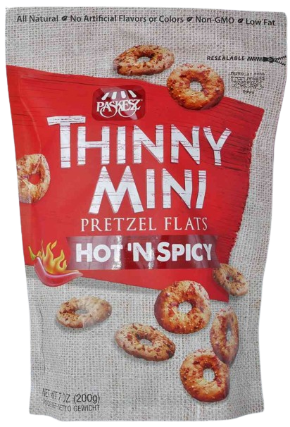 KOSHER THINNY MINI PRETZEL FLATHOT N SPICY 200 GR.