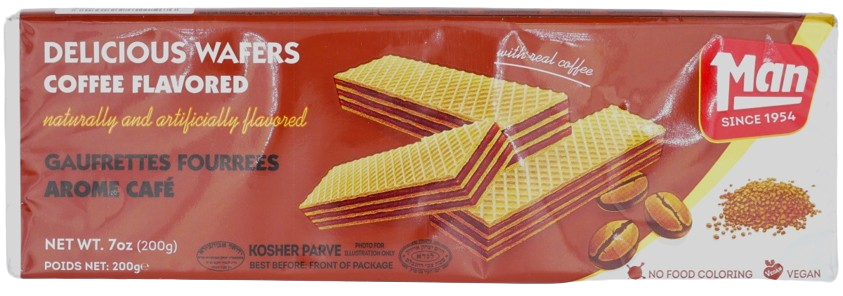 KOSHER WAFERS COFFEE FLAVORED MAN 200 GR.
