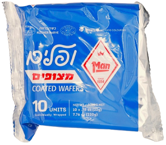MAN KOSHER CHOCOLATE COATED WAFERS 10 X 22 GR