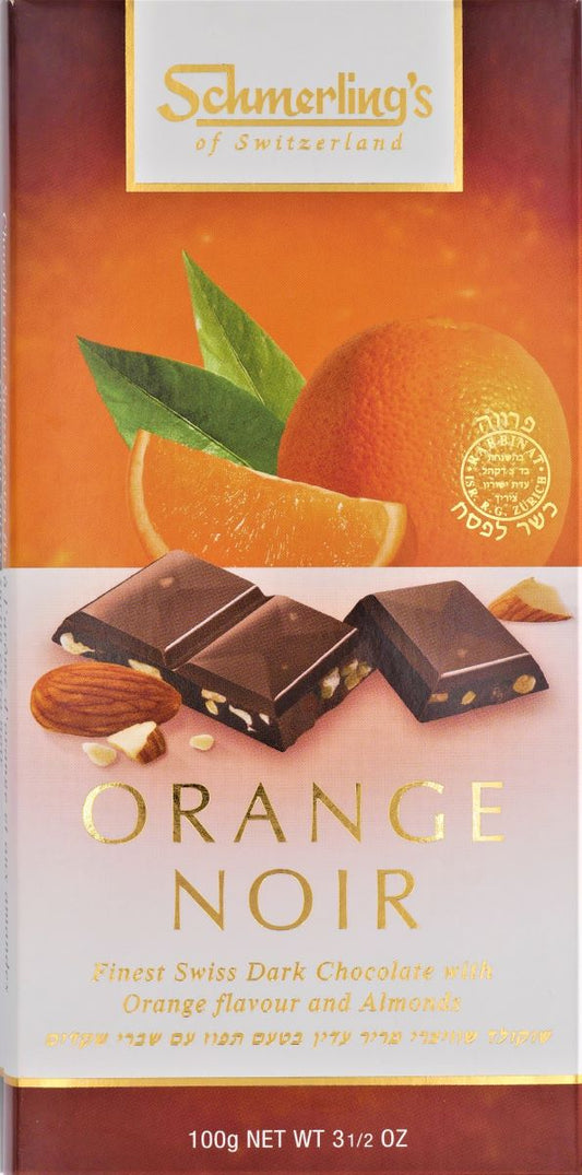 ORANGE NOIR 100 GR. SHMERLING KOSHER SWISS CHOCOLATE