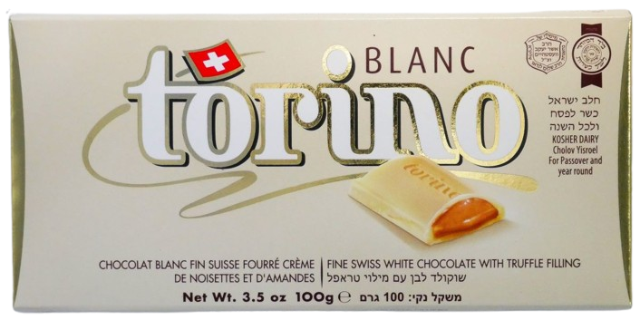 TORINO BLANC CAMILLE BLOCH KOSHER SWISS CHOCOLATE 100 GR.
